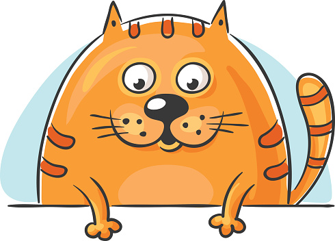Drawing Of The Funny Fat Cat Clip Art, Vector Images ...