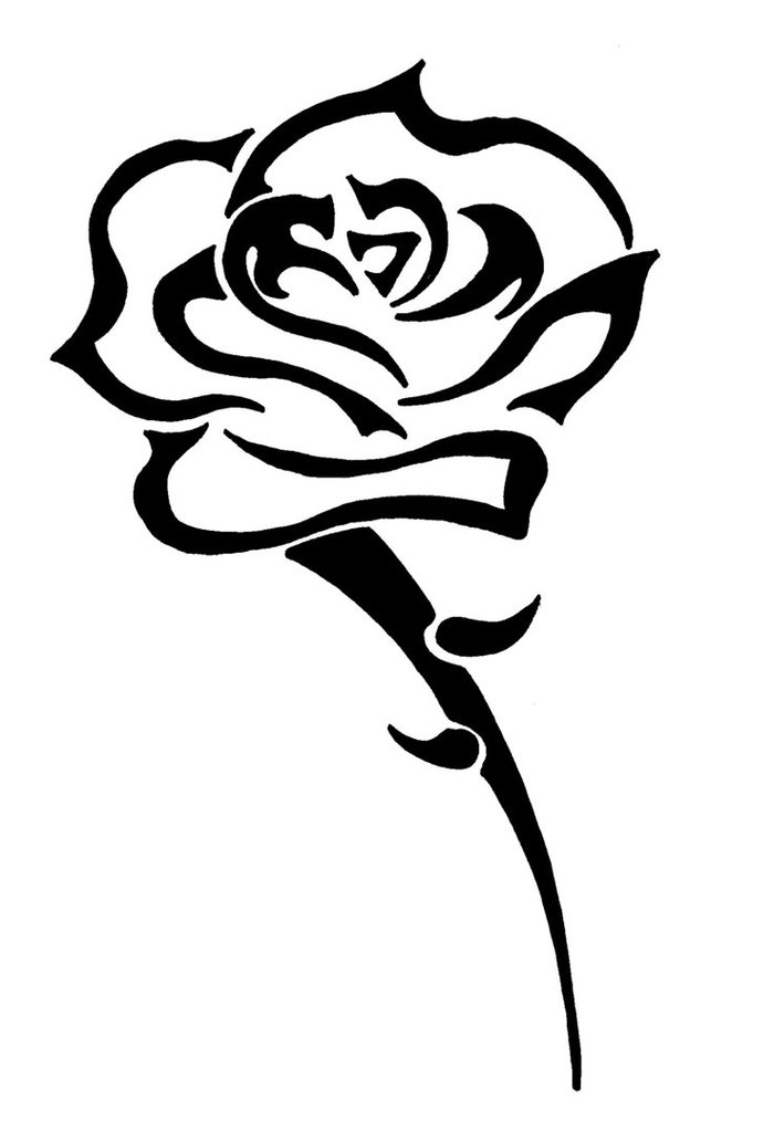 Rose Drawing Tribal Clipart - Free to use Clip Art Resource