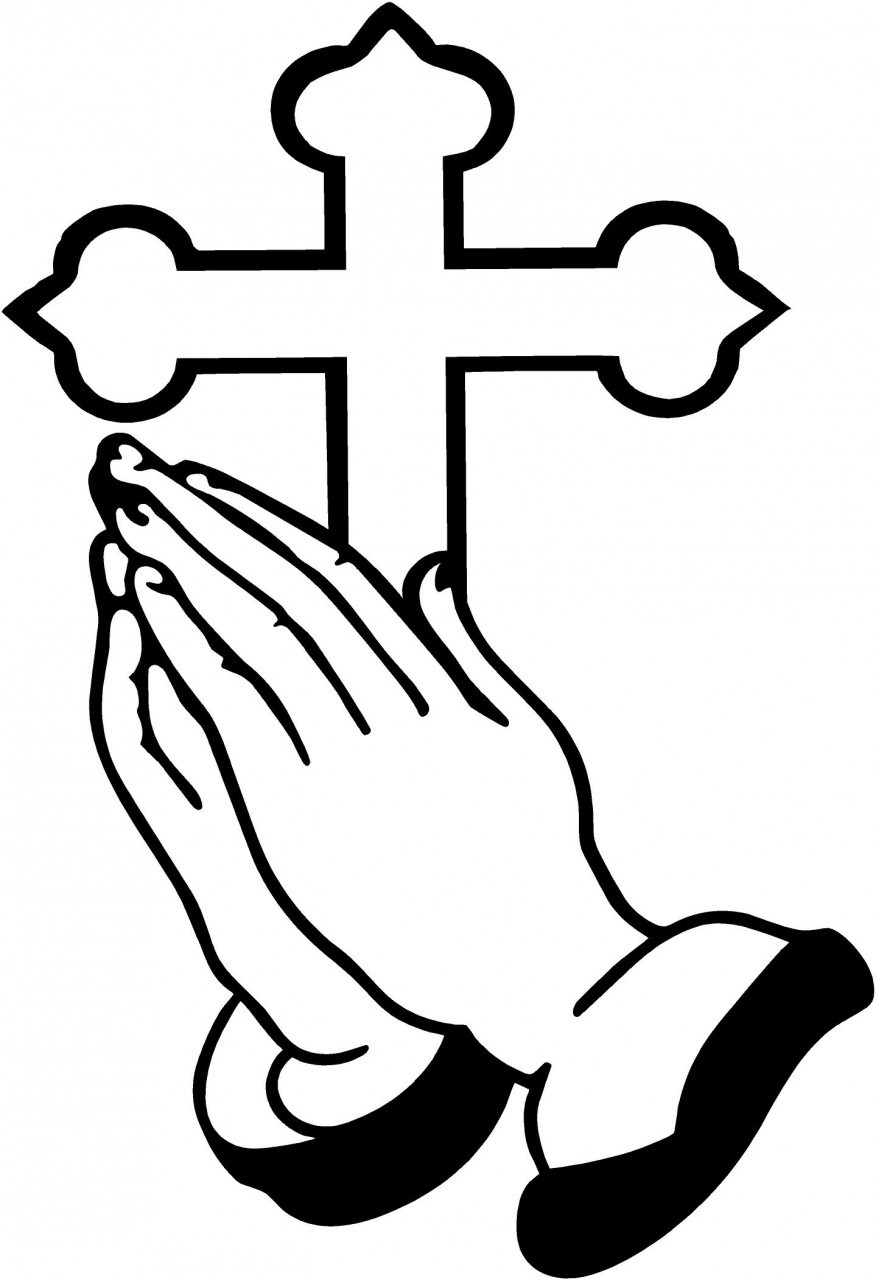 Cross With Praying Hands Clipart