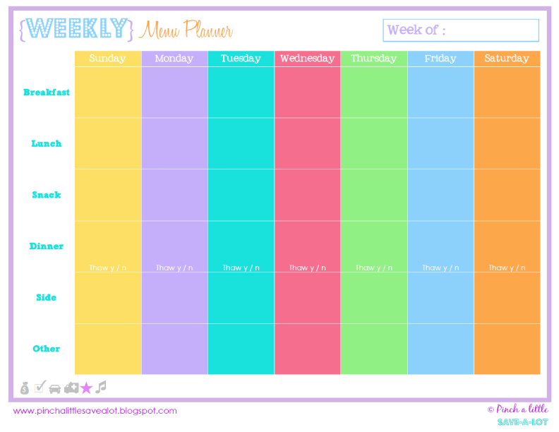 Pinch A Little Save-A-Lot: Free Weekly & Monthly Menu Planner