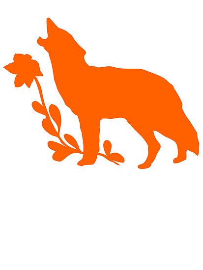 Orange Howling Wolf Silhouette" by kwg2200 | Redbubble