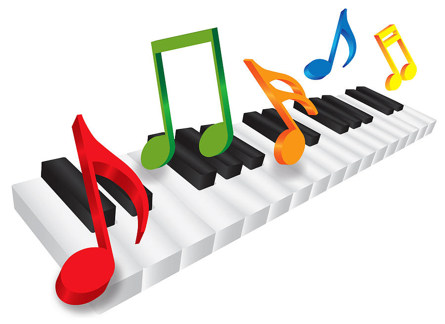 Piano Keyboard And 3d Music Notes Illustration Photograph by ...