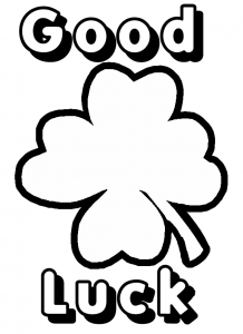 Good Luck 4 Leaf Clover Shamrock Coloring Page Printable for St ...
