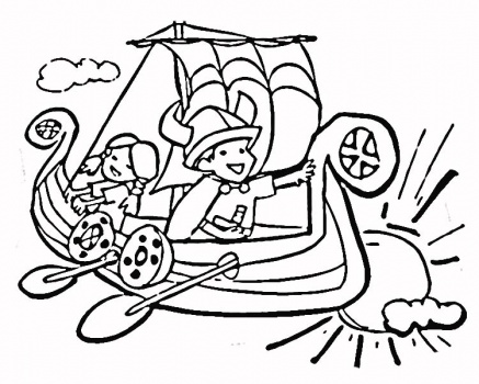 Little Vikings in the Ship coloring page | Super Coloring