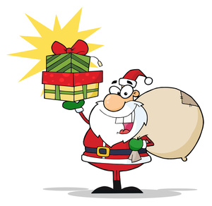 Santa Claus Clipart Image - Santa Claus Holding Up a Bunch of ...