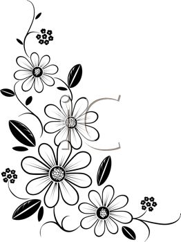 Flower clipart border black and white