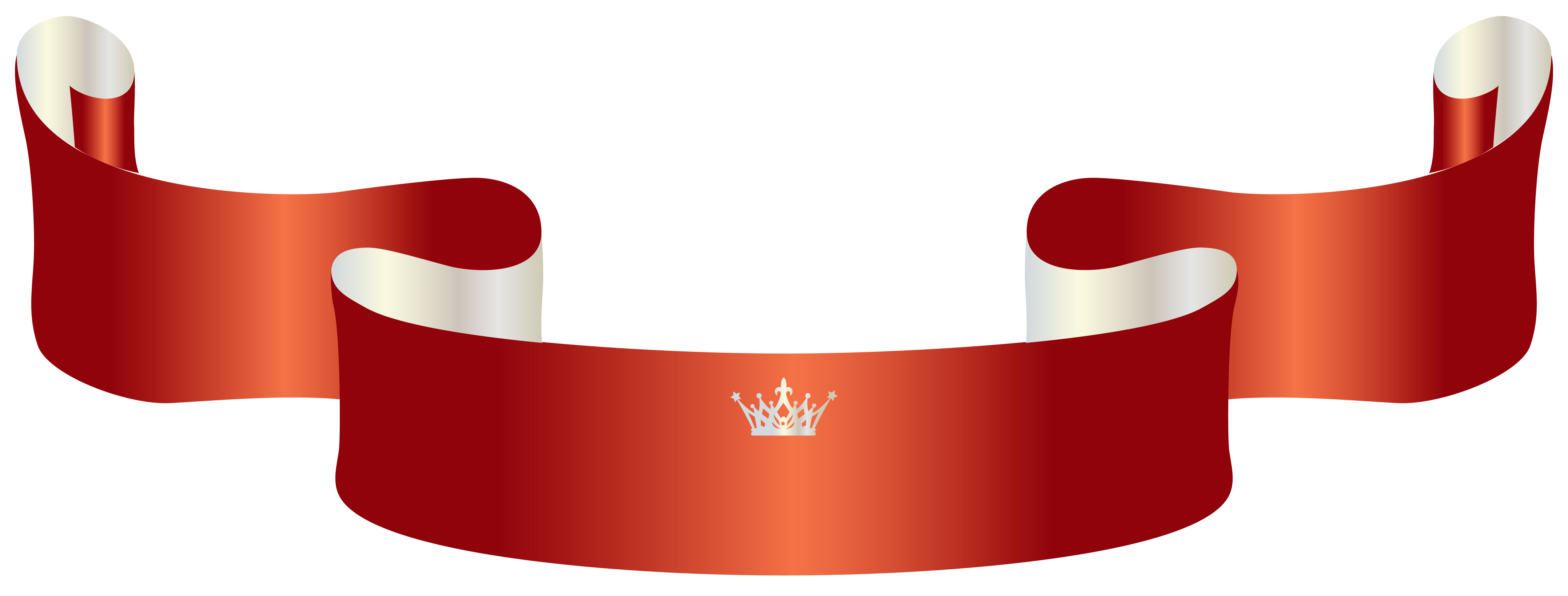 Red Banner with Crown PNG Clipart Image