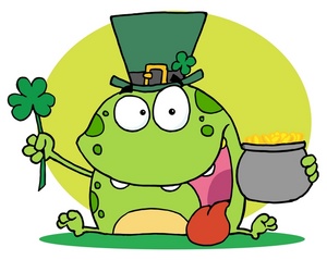 Irish Clipart Image - A Happy Irish Frog With a Pot of Gold and a ...