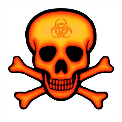 Orange Biohazard Skull Poster