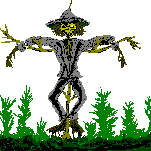 Free Scary Zombie-Style Scarecrow Clip Art