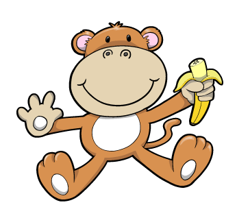 Cartoon Baby Monkey with Banana : Custom Wall Decals, Wall Decal ...