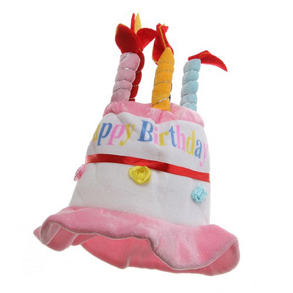 e4Hats.com: Velvet Happy Birthday Hat - Pink