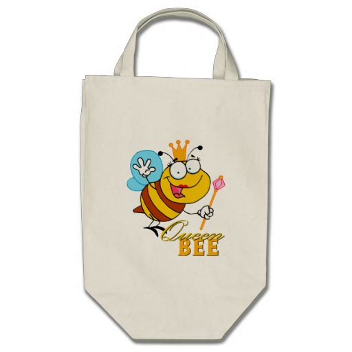 funny cartoon queen bee with text canvas bags | Zazzle.