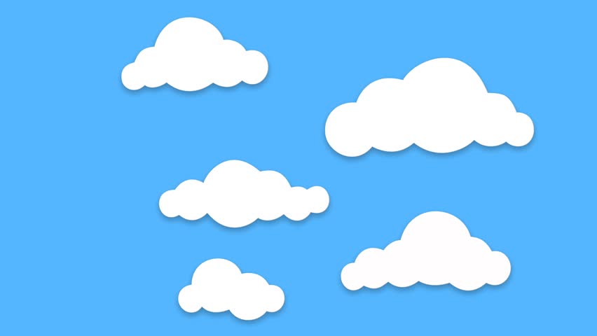 Cartoon Puffy Clouds Hovering In Blue Sky Stock Footage Video ...