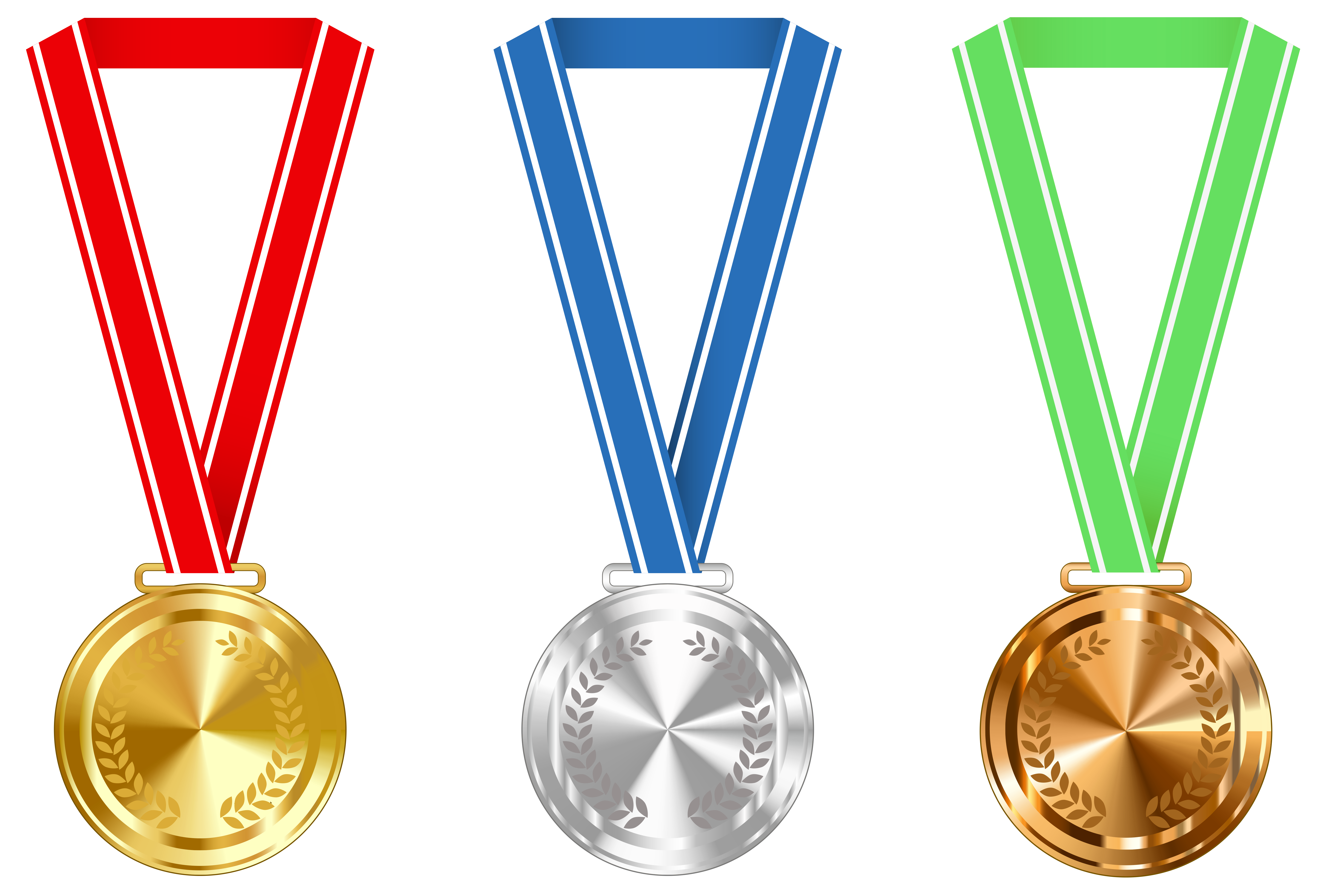 Gold Silver and Bronze Medals PNG Clipart Image