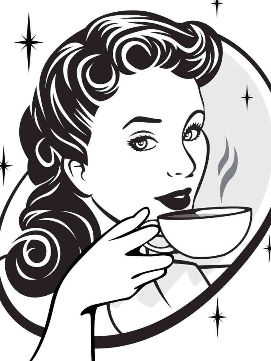 clipart of lady drinking coffee - photo #2