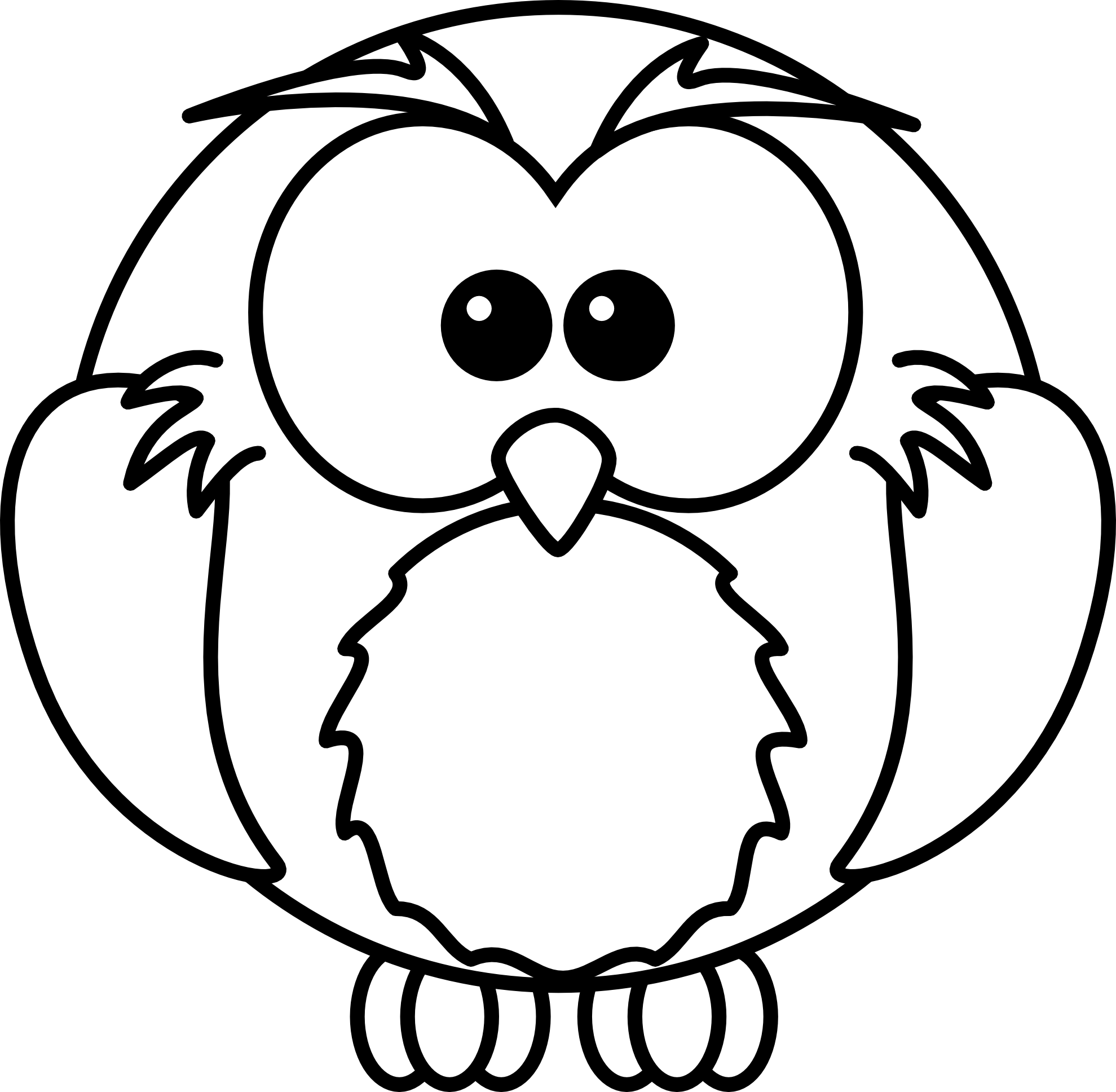 lemmling cartoon owl black white line art scalable ...