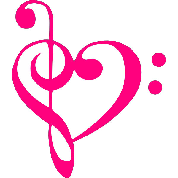 Pink Treble Bass Clef Heart clip art - vector clip art online ...