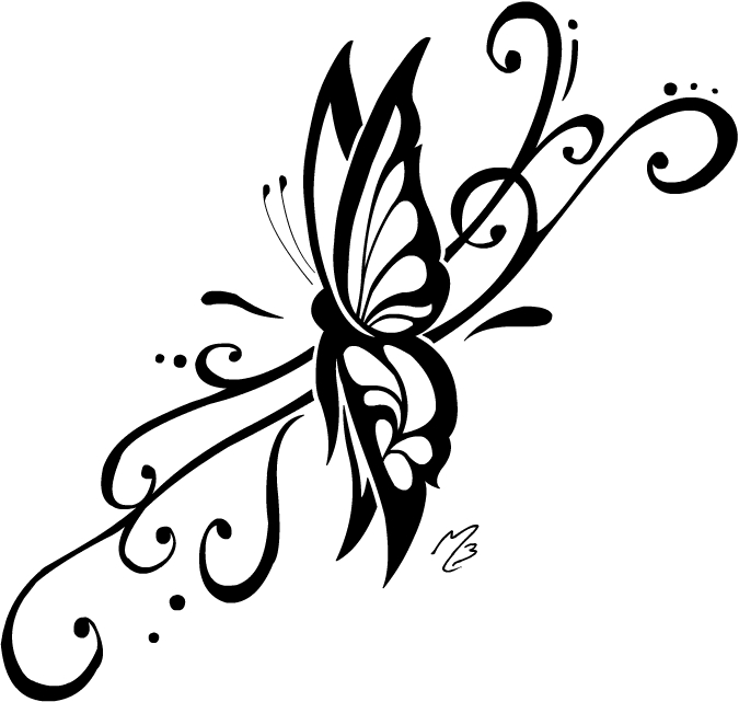 Swirl Butterfly Tattoo Drawing Design  - ClipArt Best -  ClipArt Best