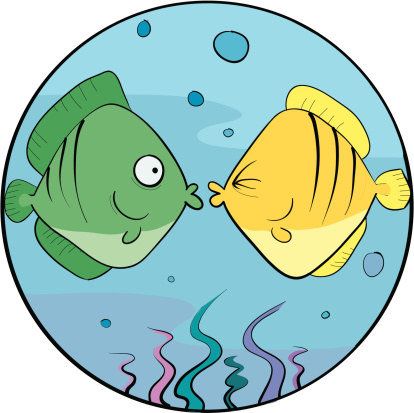 Kissing Fish Underwater Love Clip Art, Vector Images ...