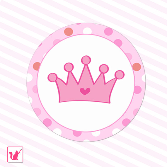 Printable Pink Hot Pink Princess Crown Tags Polka by pinkthecat