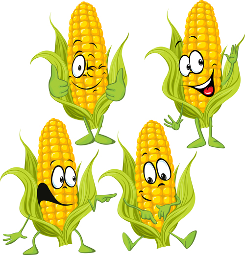 Corn cartoon characters vector material - Vector Cartoon, Vector ...
