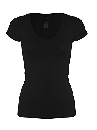 Bozzolo Women's Plain Basic V Neck Short Sleeve Cotton T-Shirts at ...