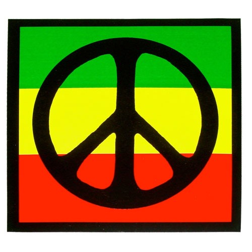 3" peace Sign (Rasta Colors) Sticker (MIN 6)
