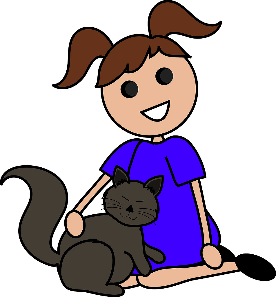 Clip Art Illustration of a Cartoon Girl Sitting With Her C… | Flickr