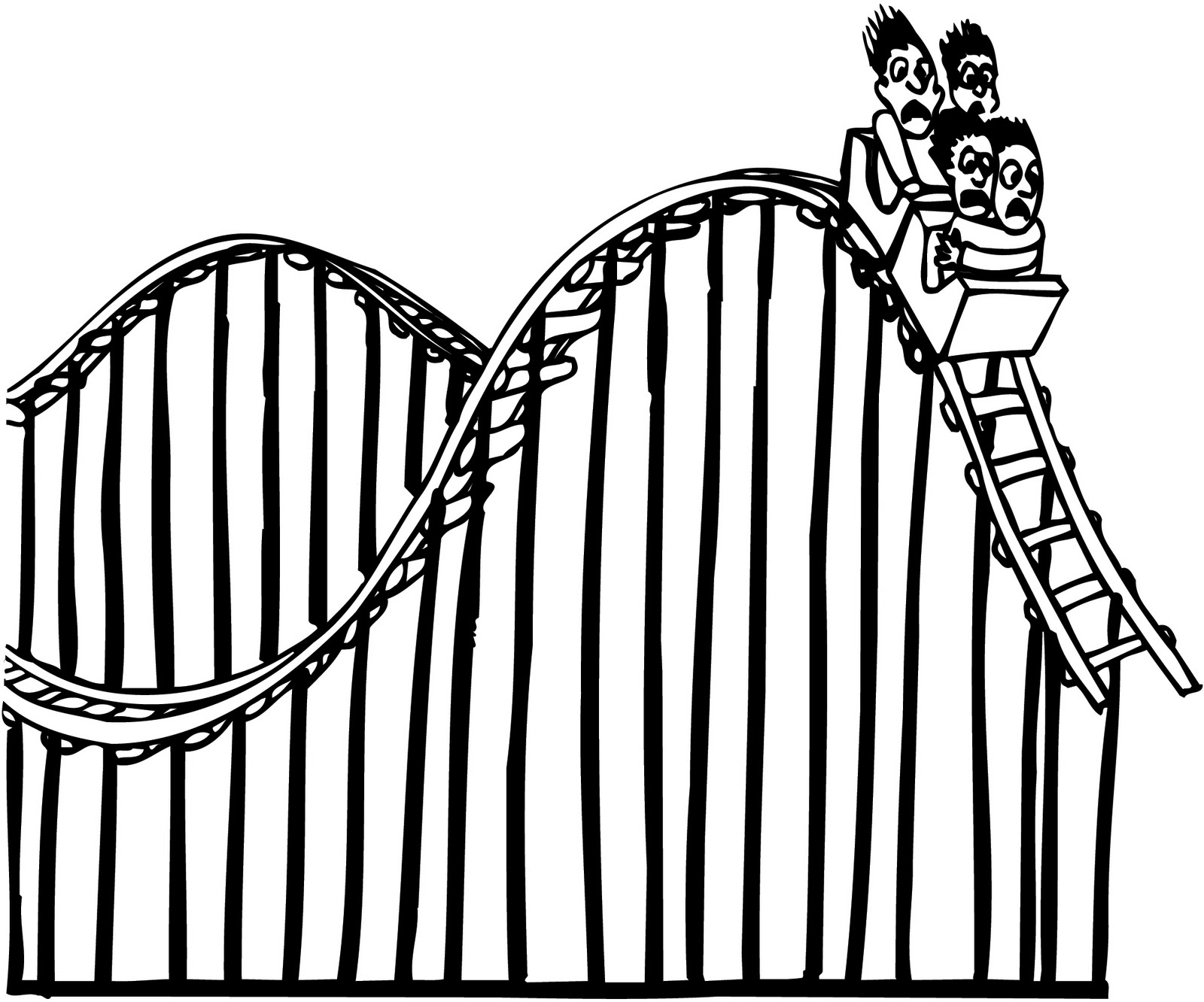 Black and white roller coaster clipart