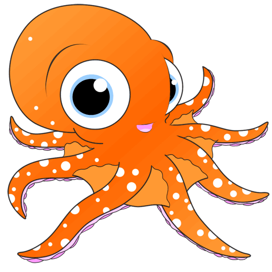 Orange octopus clipart