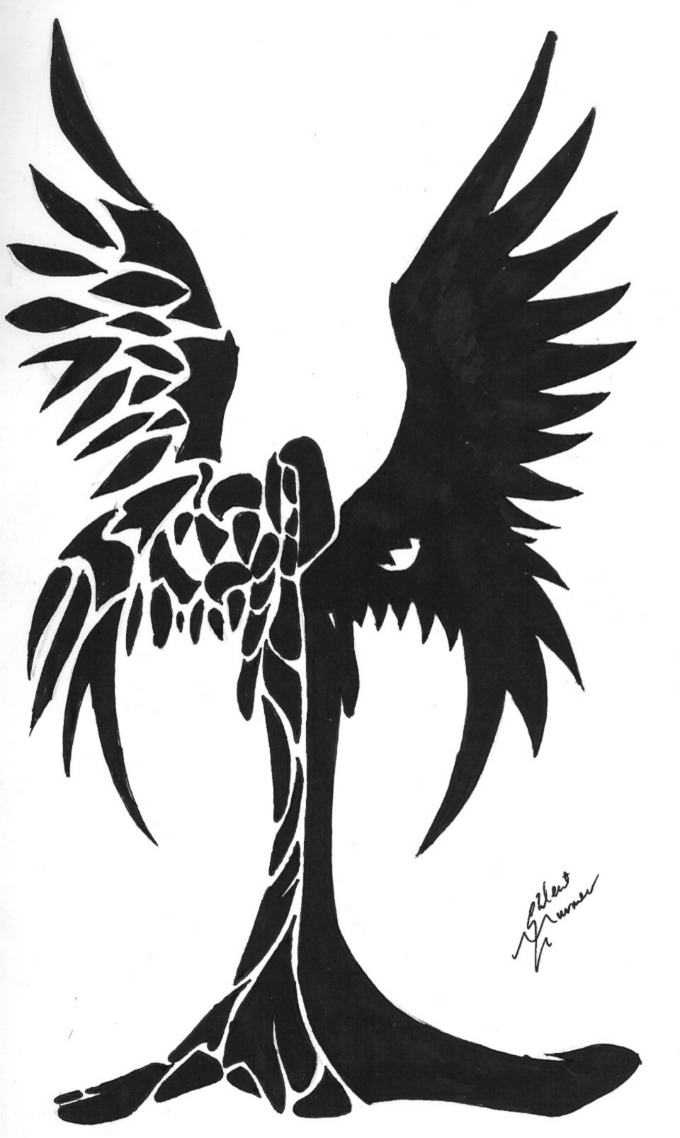 Four-winged Stencil Angel by silent-murmer on DeviantArt