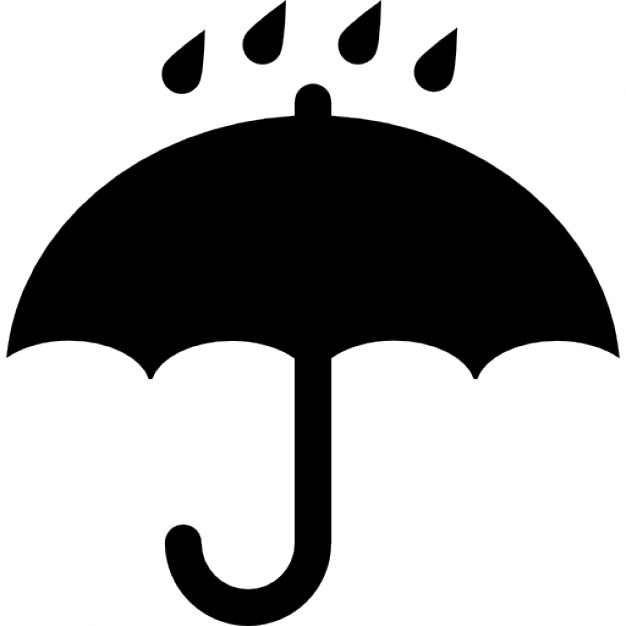Black opened umbrella symbol with rain drops falling on it Icons ...