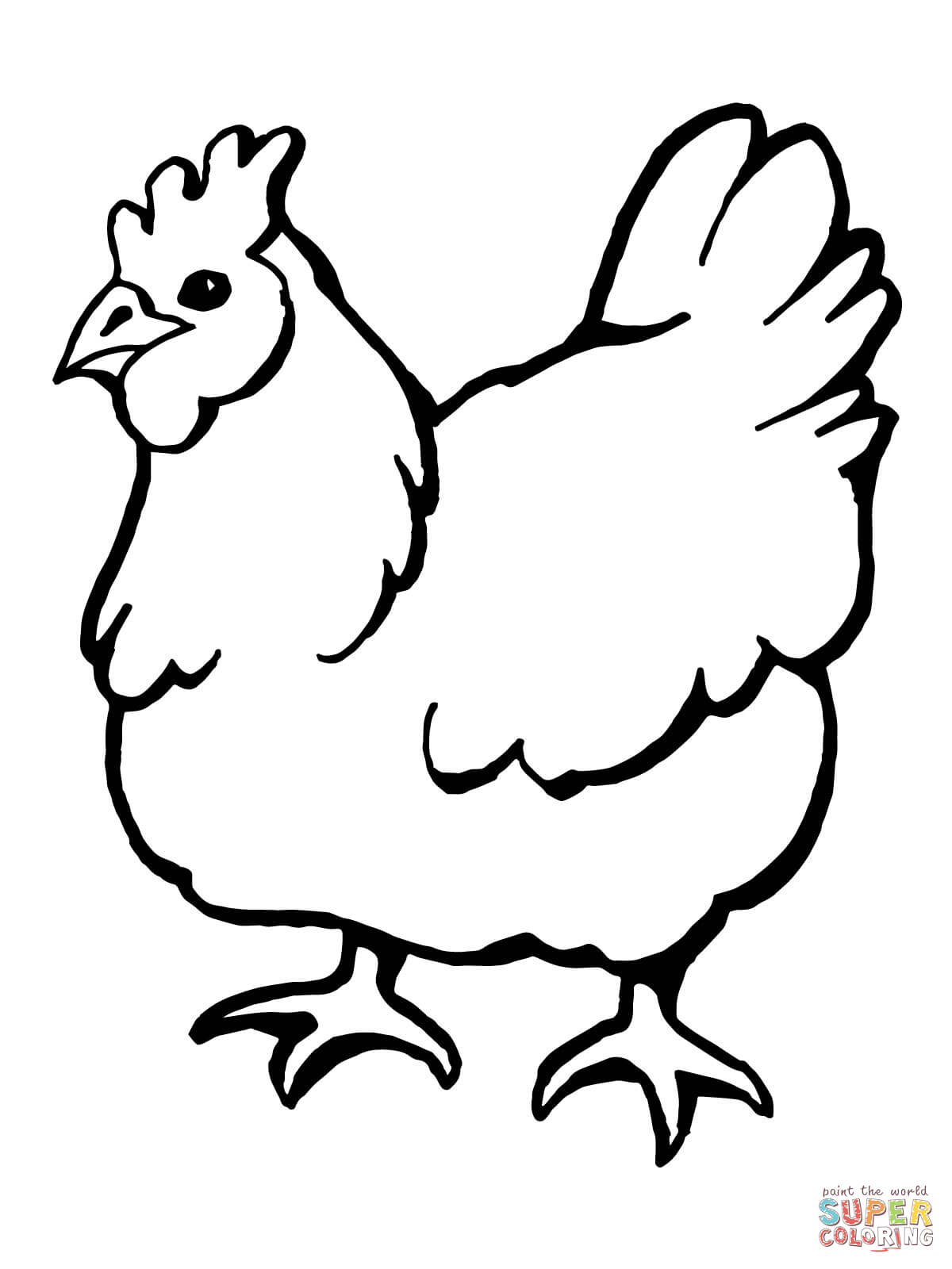 Domestic Hen Bird coloring page | Free Printable Coloring Pages