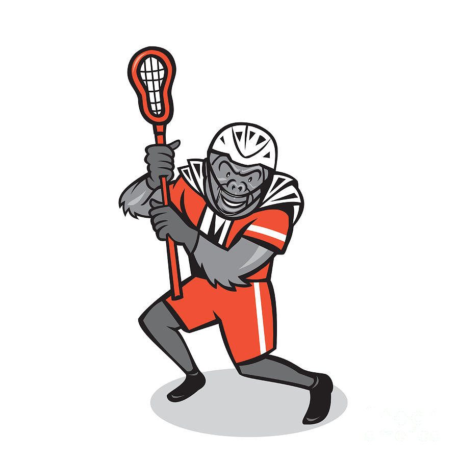 Gorilla Lacrosse Player Cartoon Digital Art by Aloysius Patrimonio