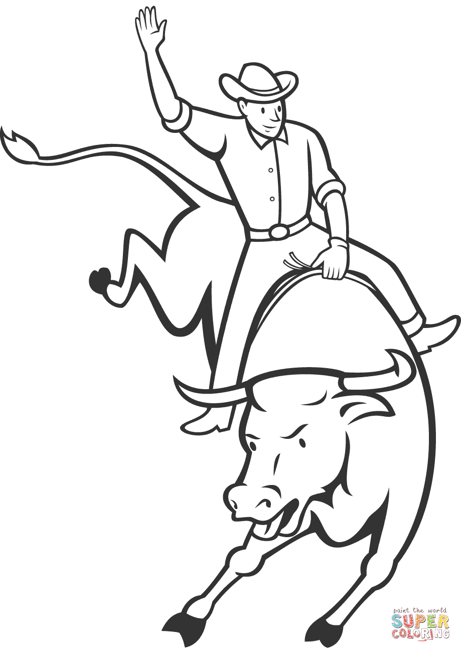 Rodeo Bull Riding coloring page | Free Printable Coloring Pages