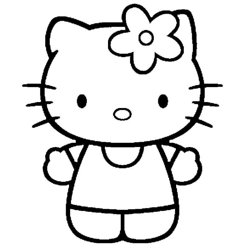 Hello kitty clipart black and white