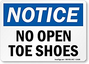 Amazon.com: Notice: No Open Toe Shoes, Engineer Grade Reflective ...