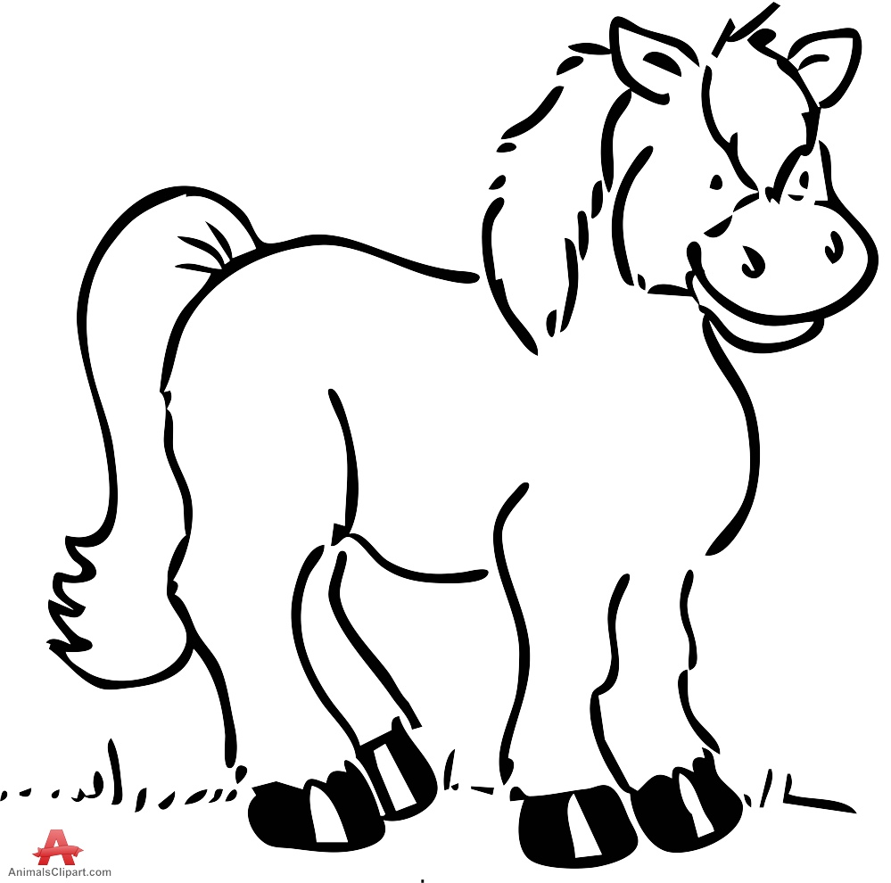 Little Pony Horse Drawing Outline Clipart | Free Clipart Design ...