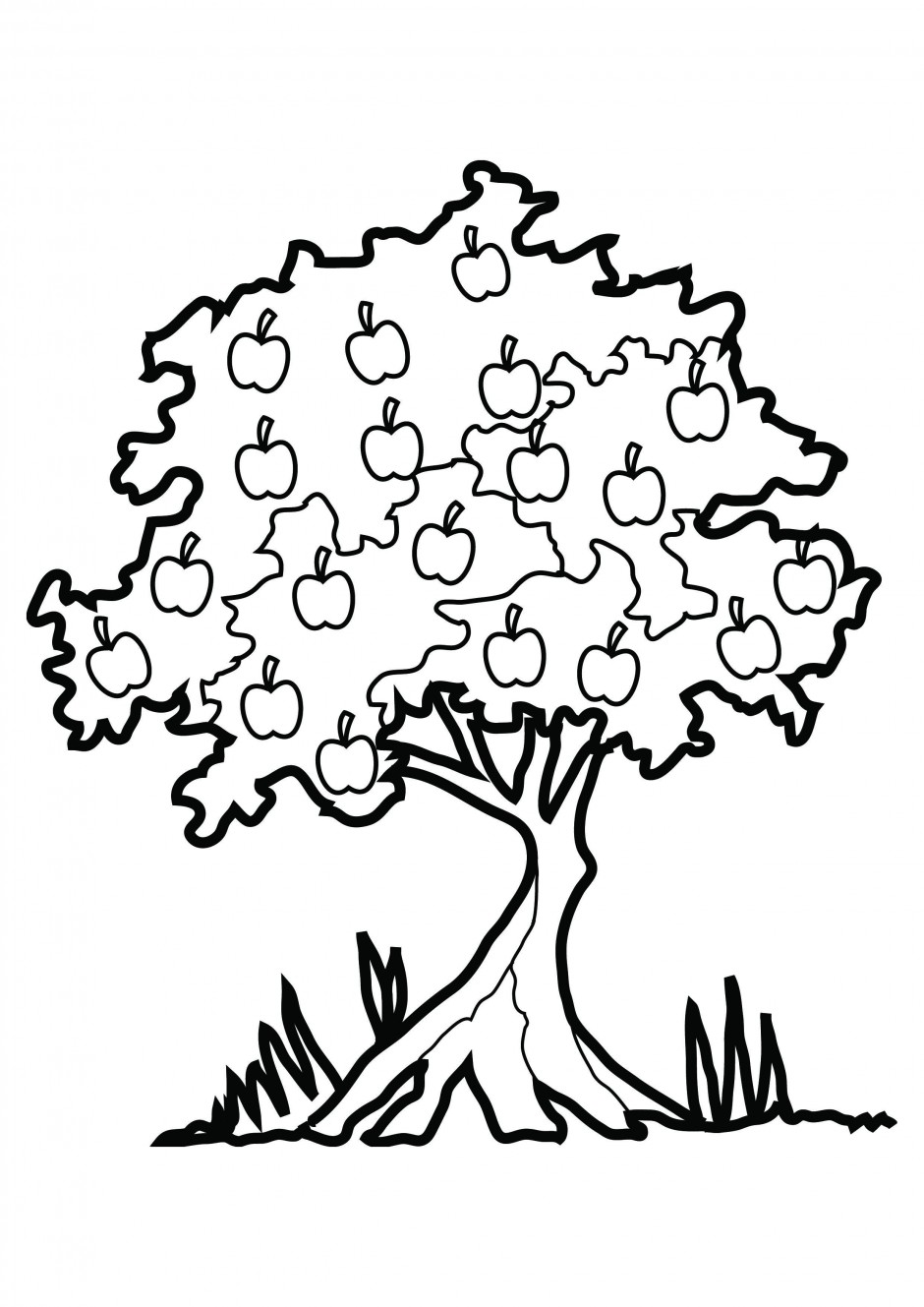 tree black and white Apple Tree Coloring Pages Drawing and ...