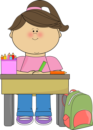 Kid Sitting At Desk Clipart