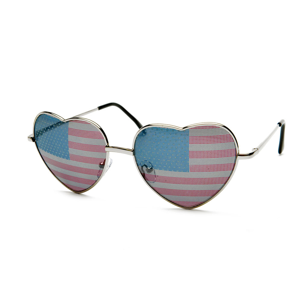 Patriotic American Flag Heart Shaped Sunglasses – Sunglass Spot