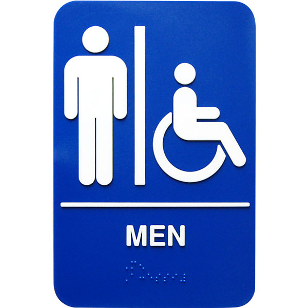 Braille Men Handicap Accessible Restroom Sign - Larger Images