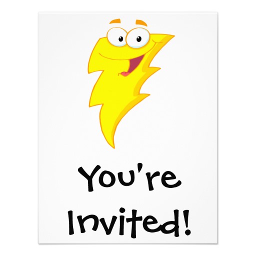 silly cute cartoon lightning bolt character custom invitation from ...