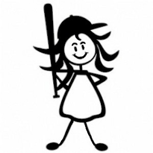 Baseball Girl Stick Figure Decal