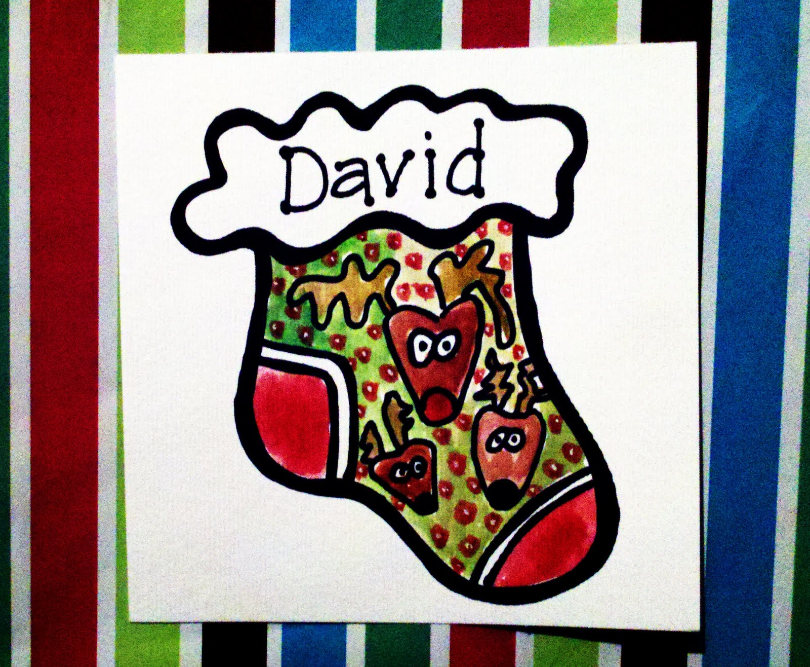 CRAWFORD: CHRISTMAS STOCKINGS - STUDENT WORK (Watercolor and Markers)