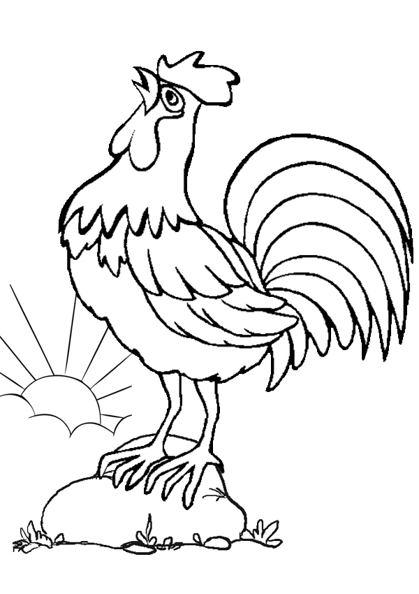 Free Online Printable Kids Colouring Pages - The Crowing Rooster ...