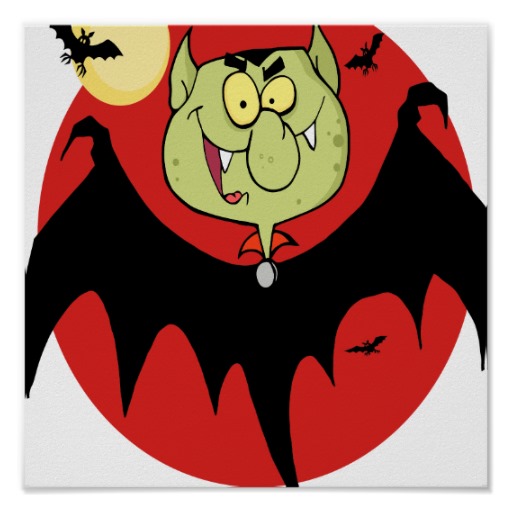 cute funny cartoon vampire bat character posters from Zazzle.