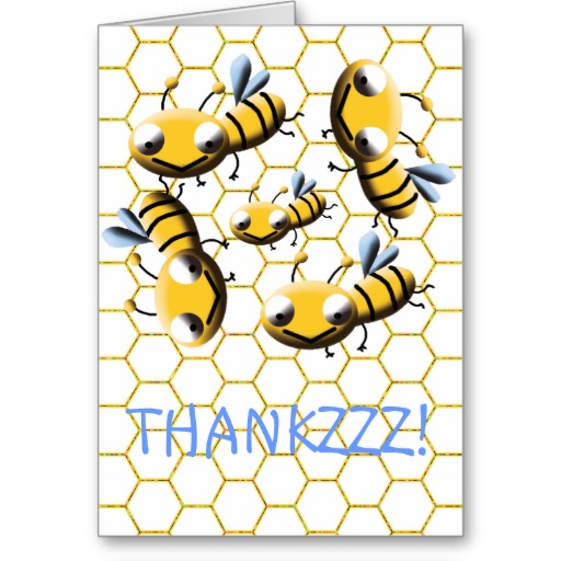 cute funny cartoon honey bee thank you greeting card from Zazzle.