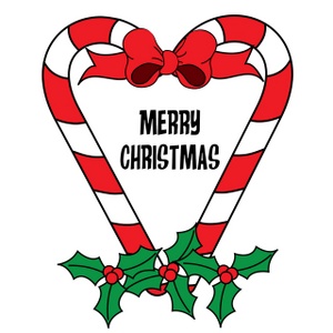 Candy Canes Clipart Image - Merry Christmas Message with Candy Canes